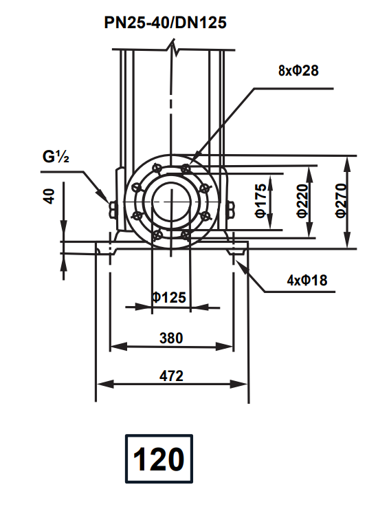Esquema Flange CDLF 120