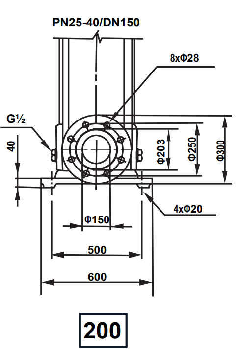 Esquema Flange CDLF 200