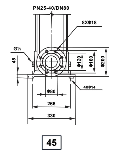 Esquema Flange CDLF 45