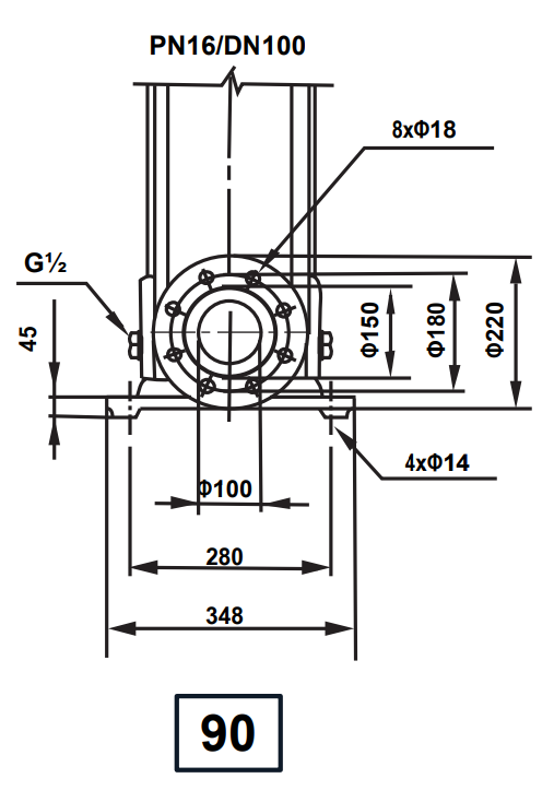Esquema Flange CDLF 90