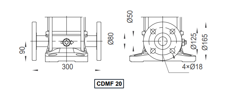 Dimensões Flange CDMF 20