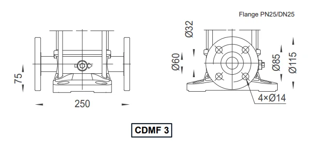 Dimensões Flange CDMF 3