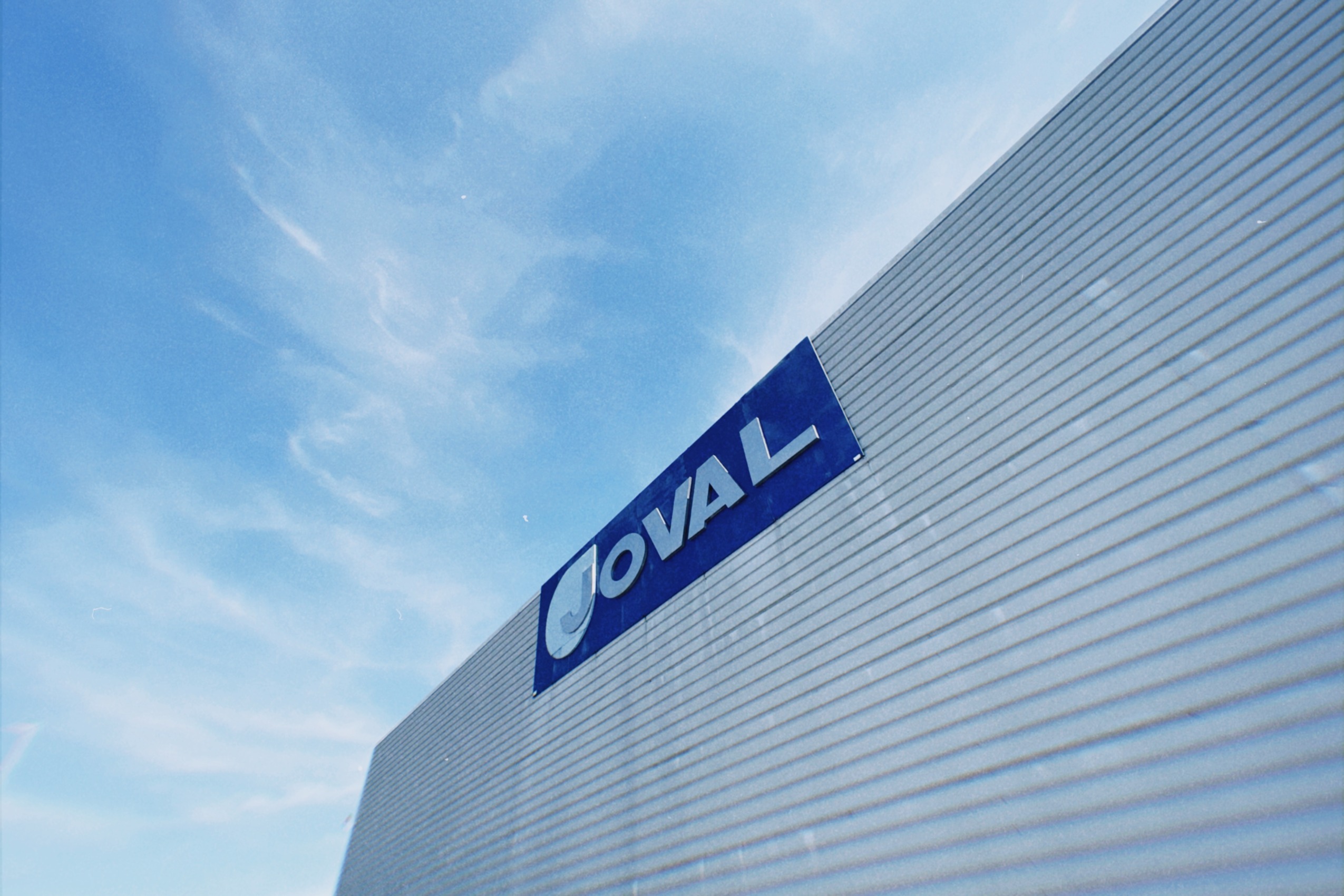 JOVAL logo on the façade of the industrial unit in Fafe, Portugal - manufacturer of submersible pumps since 1992